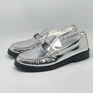 Jimmy Choo Addie JC Logo Metallic Loafer size 38
